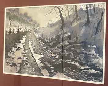 Original Watercolor On Paper Signed Edwina Thomas 1983 30x23in