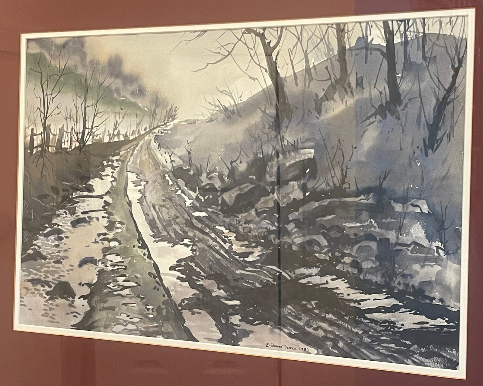 Original Watercolor On Paper Signed Edwina Thomas 1983 30x23in (1 of 7)