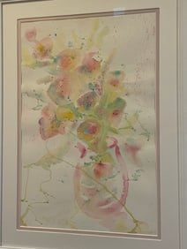 Original Watercolor On Paper Floral Signed Marguerite Lay 29x21in