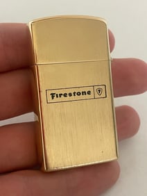 Unusual Vintage Firestone ZIPPO Lighter Gold Plated Working