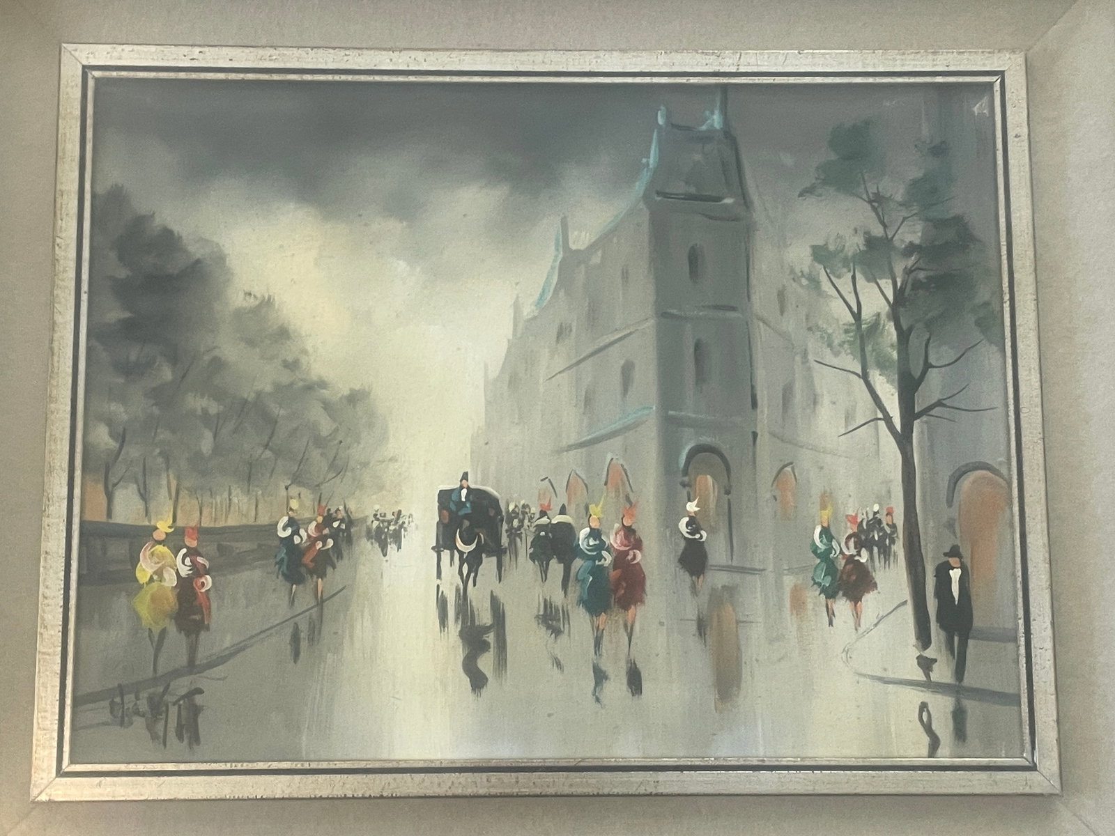 Antonio DeVity (1901-1993) Oil on Canvas Painting Paris Street Scene Framed 25x21" (1 of 11)
