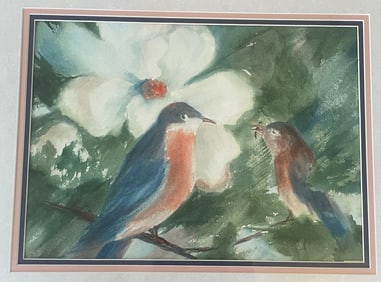 Janie Elliott Farmer (Fairfax, VA, 1927-2021) Bird Watercolor Painting c.1996