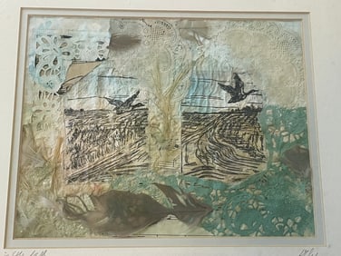 Linda Ely (Washington, DC) Original Mixed Media Collage Artwork Framed 15x12"