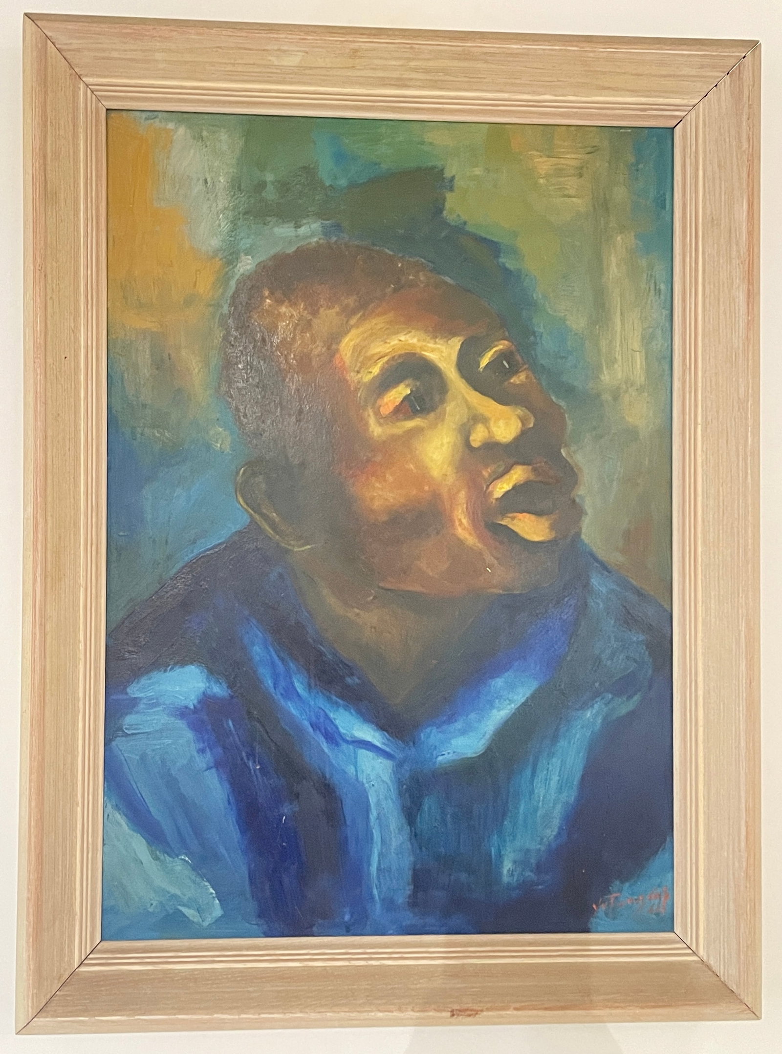 Oil On Board Painting Signed “Fungcap - 1986" Haitian 26x20in Framed: Attributed to Essud Fungcap (Haitian). 26.5x20.5in framed. 23x16in painting.