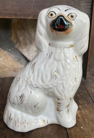 English Staffordshire White Spaniel Fox Dog Figure 6.5in