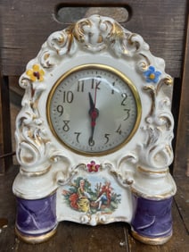 M.M. Co. Porcelain Electric Clock Hand Painted 1950s