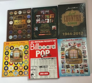 Lot of 6 Joel Whitburn Billboard Top Charts Record Research Reference Books