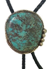 Vintage Navajo Turquoise Sterling Silver 925 Bolo Tie