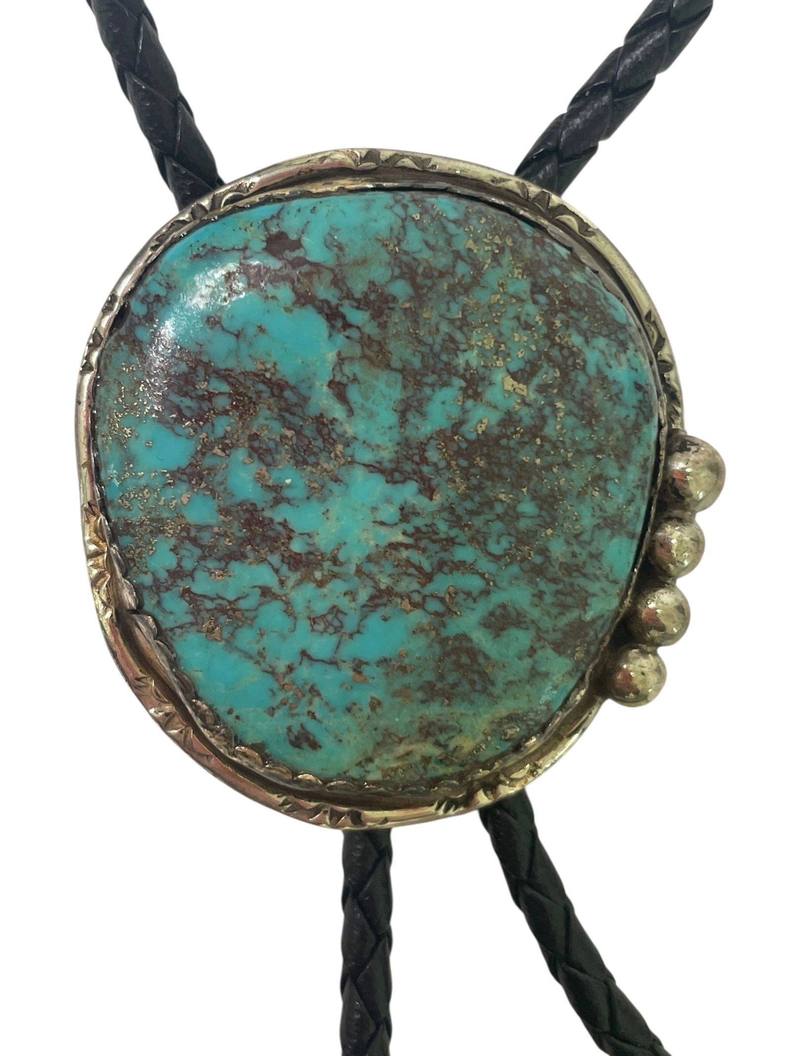 Vintage Navajo Turquoise Sterling Silver 925 Bolo Tie (1 of 9)