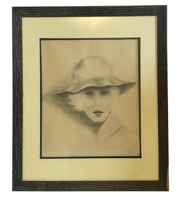 Original Graphite Etching Of A Woman by William David Buttler