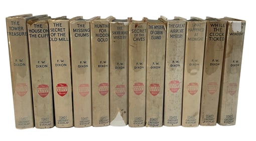 Full Set of 1-12 The Hardy Boys First Art White Spine Dust Jacket Covers Franklin W. Dixon