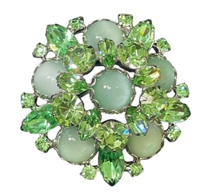 Vintage Lime Green Rhinestone Brooch