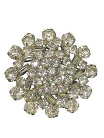 Clear Round & Baguette Rhinestone Brooch High Dispersion