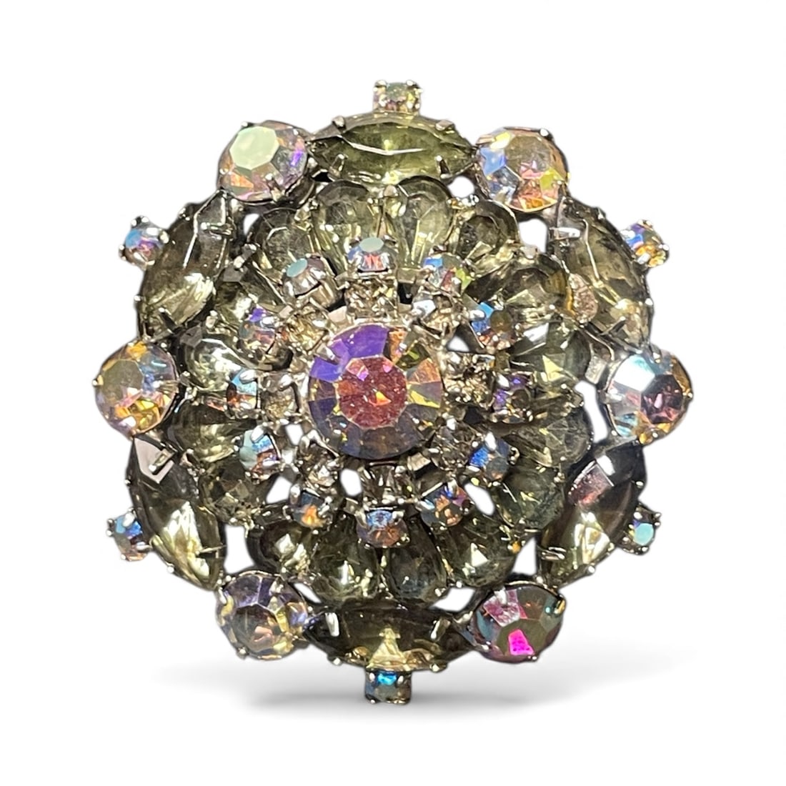 Vintage Juliana D&E Silver Tone Gray & Black AB Rhinestone Brooch (1 of 7)