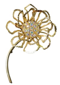 Sarah Coventry Allusion Daisy Flower Brooch AB Rhinestones