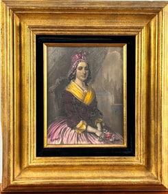 Victorian Hand-Tinted Steel Engraving Signed Tiffany & E. Bell