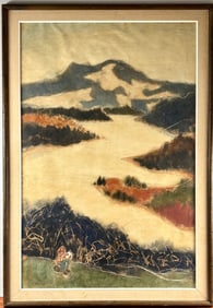 Charles Culver Pastel and Charcoal Landscape on Paper, Framed (1966)