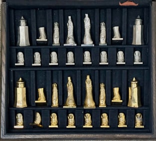 Salvador Dali Chess Set, Edition 42/250, Sterling Silver with Fitted Wood Box