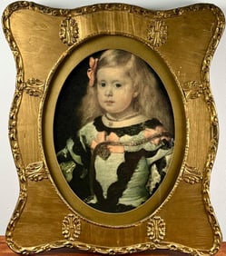Framed Portrait Print of Infanta Margarita Teresea in Baroque-Style Gold Frame