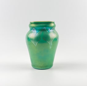 Louis Comfort Green Favrile Tiffany Glass Vase