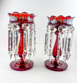 Bohemian Ruby Glass Mantle Lustres