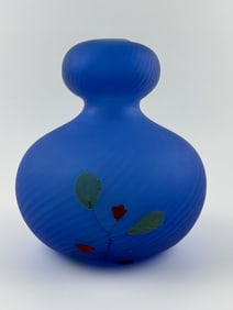 After Emile Gallé Frosted Blue Cameo Glass Vase