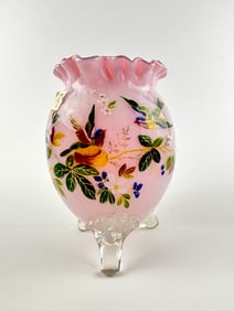 Victorian Era Enameled Art Glass Rose Bowl