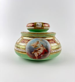 Royal Vienna Style Porcelain  LIdded Jar 