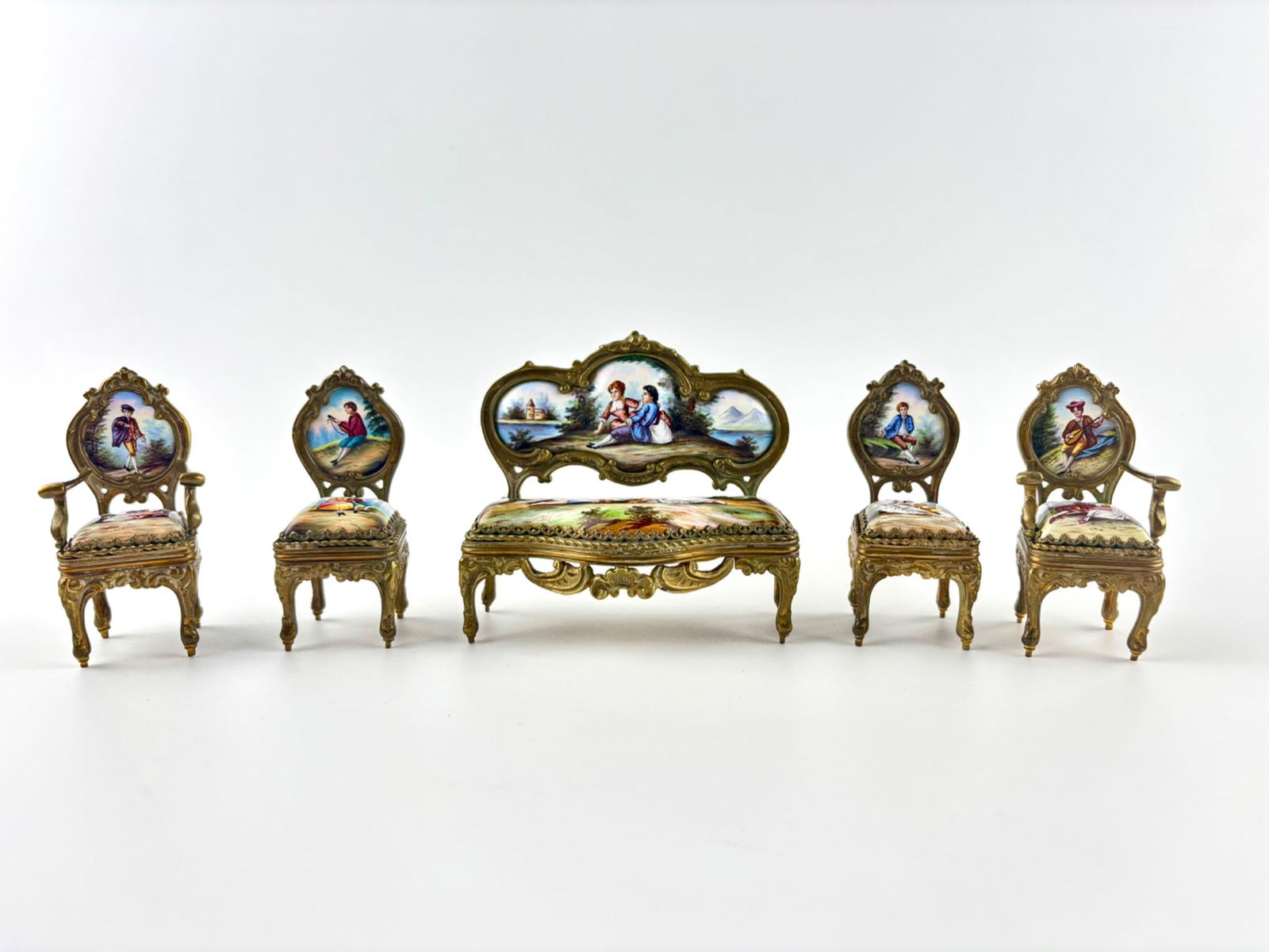  19th Century Viennese Miniature Enamel Parlor Set  (1 of 14)