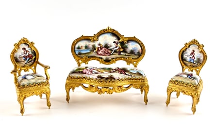 Viennese Late 19th Century Enamel Parlor Set 