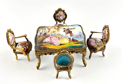 19th-Century Viennese Enamel Dining Set