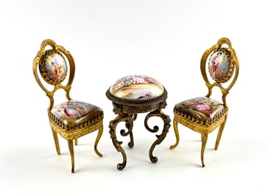 19th Century Viennese Enamel Miniature Bistro Set