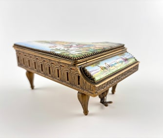 Viennese Miniature Enamel Piano with Austrian Hallmark