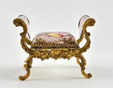 Late 19th Century Viennese Enamel Hand-Painted Piano Bench