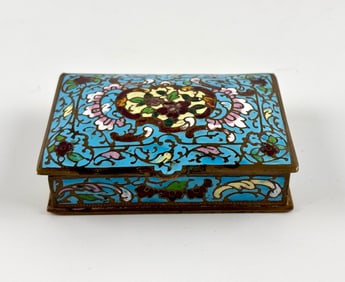 Antique Champlevé Enamel French Box with Hinged Lid