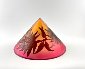 Lampshade After Emile Galle with Floral Cameo Glass Design