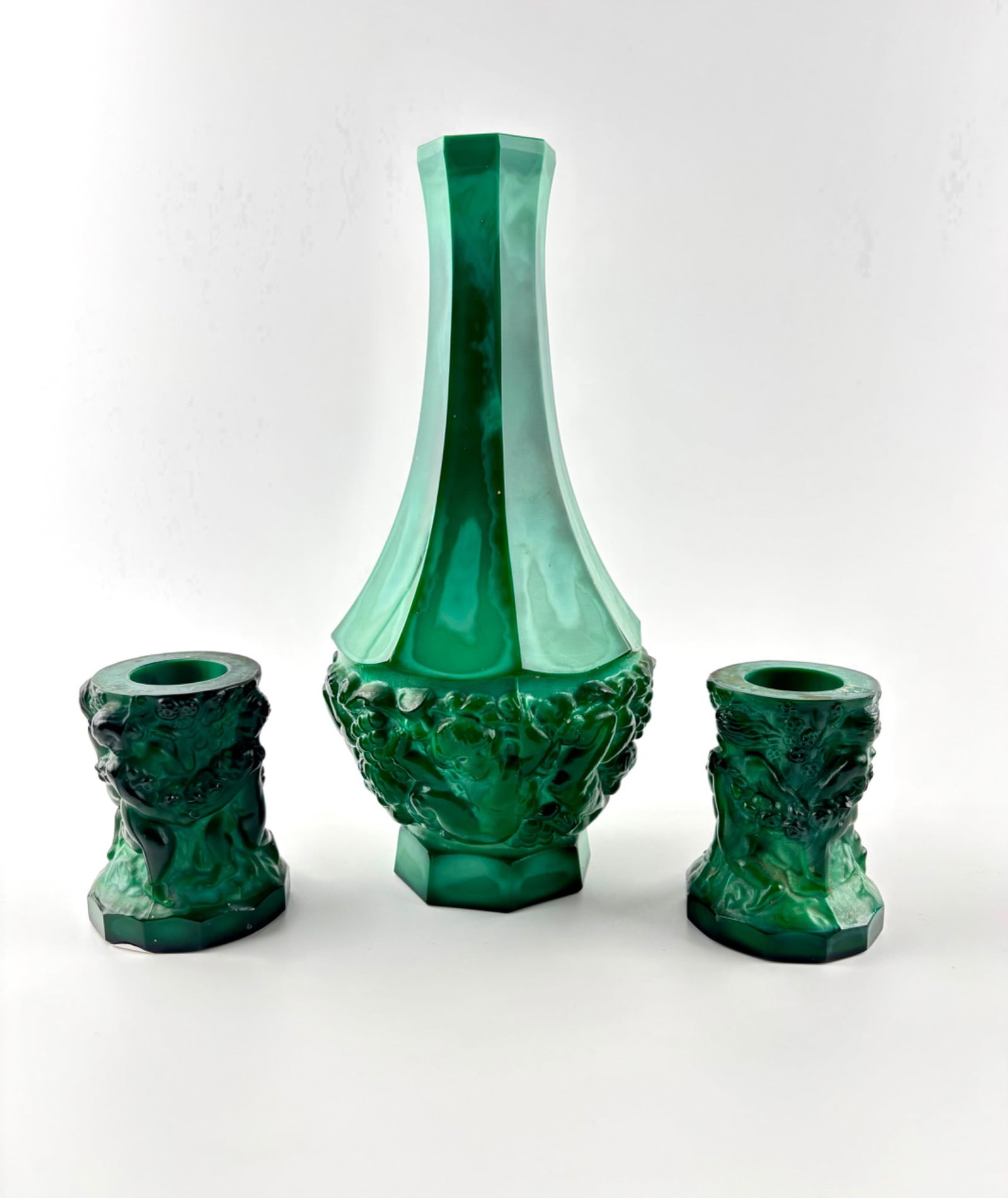 Art Deco Malachite Pressed Glass Decanter (Czech Bohemia) (1 of 16)