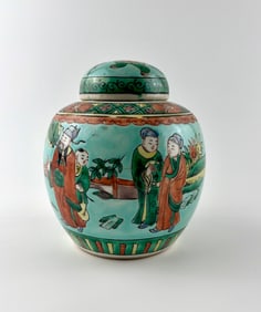 Republic Period Chinese Famille Verte Porcelain Ginger Jar 