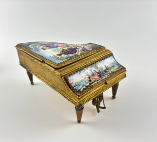 19th Century Viennese Enamel Grand Piano-Form Music Box