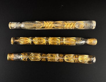 Three Murano Glass Perfume Bottles with Gold Accents
