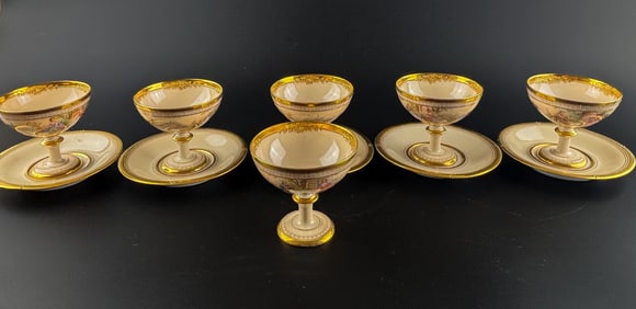 6 Dresden Ambrosius Lamm Sherberts and Saucers 