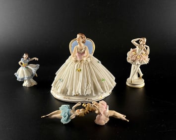 German Porcelain Lace Figural Ballerinas