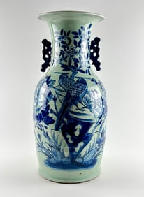 Celadon and Blue Chinese Export Vase 