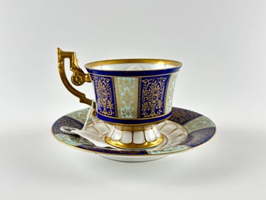 Royal Vienna Porcelain Demitasse Cup and Saucer with Hand-Painted Portrait
