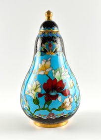 Cloisonné Enamel Pear-Shaped Jar with Detachable Lid