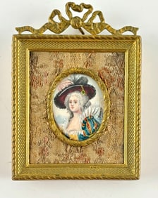 19th Century Portrait Miniature in Ornate Gilt Frame