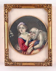 Framed Miniature Painting of ‘Cimon and Pero’ After Rubens, 1625