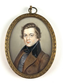 Portrait Miniature of a Gentleman in a Gilt Metal Frame, Circa 19th Century