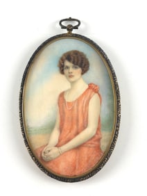 Oval Portrait Miniature by Elizabeth Patterson, Signed and Dated 1924