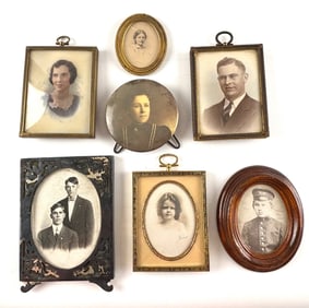 Seven Framed Portrait Photographs, Late 19th to Early 20th Century